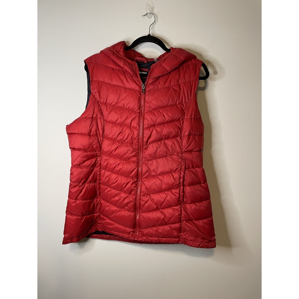 Steve Madden Vest Women's XL Red Hooded Quilted Puffer Full Zip Pockets